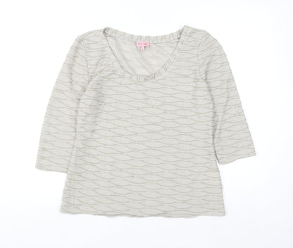 Phase Eight Women’s Beige 3/4 Sleeve Scoop Neck Blouse Size 14