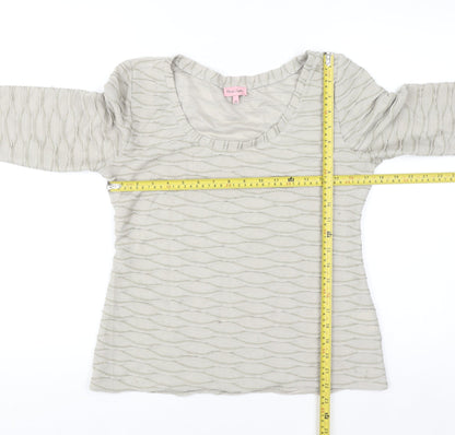 Phase Eight Women’s Beige 3/4 Sleeve Scoop Neck Blouse Size 14