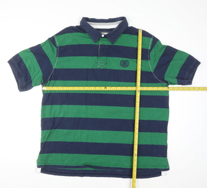 Marks and Spencer Blue Harbour Men's 2XL Navy Green Striped Rugby Shirt