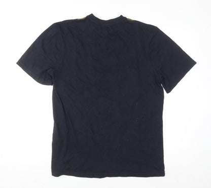 boohooMAN Men's Khaki Navy White Stripe Cotton Crew Neck T-Shirt Tall M