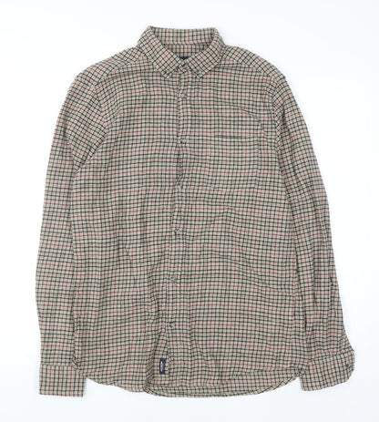 Kensington Eastside Mens Beige Check Cotton Flannel Shirt M