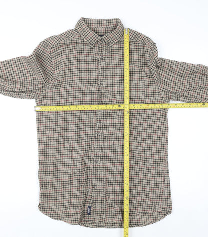 Kensington Eastside Mens Beige Check Cotton Flannel Shirt M