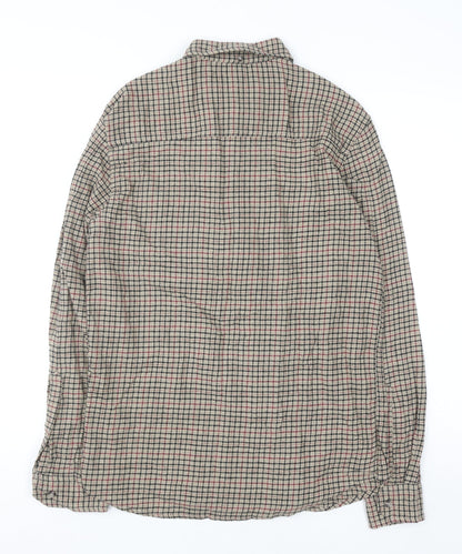 Kensington Eastside Mens Beige Check Cotton Flannel Shirt M