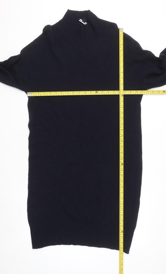 Whistles Womens Black Wool Mock Neck Long Sleeve Jumper Dress M