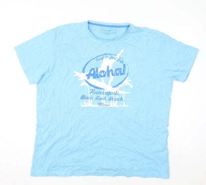 Cotton Blue Men's Regular Fit Aloha Beach Graphic T-Shirt XXL