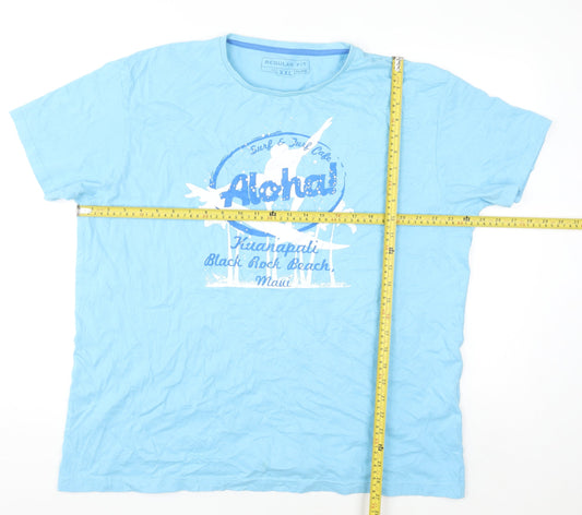 Cotton Blue Men's Regular Fit Aloha Beach Graphic T-Shirt XXL