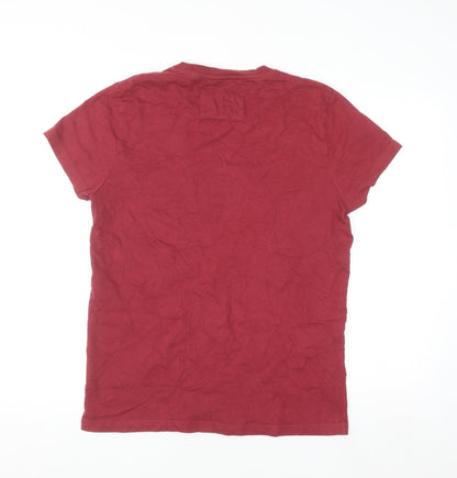 Jack Wills Men's Red Cotton Crew Neck Short Sleeve T-Shirt Size L