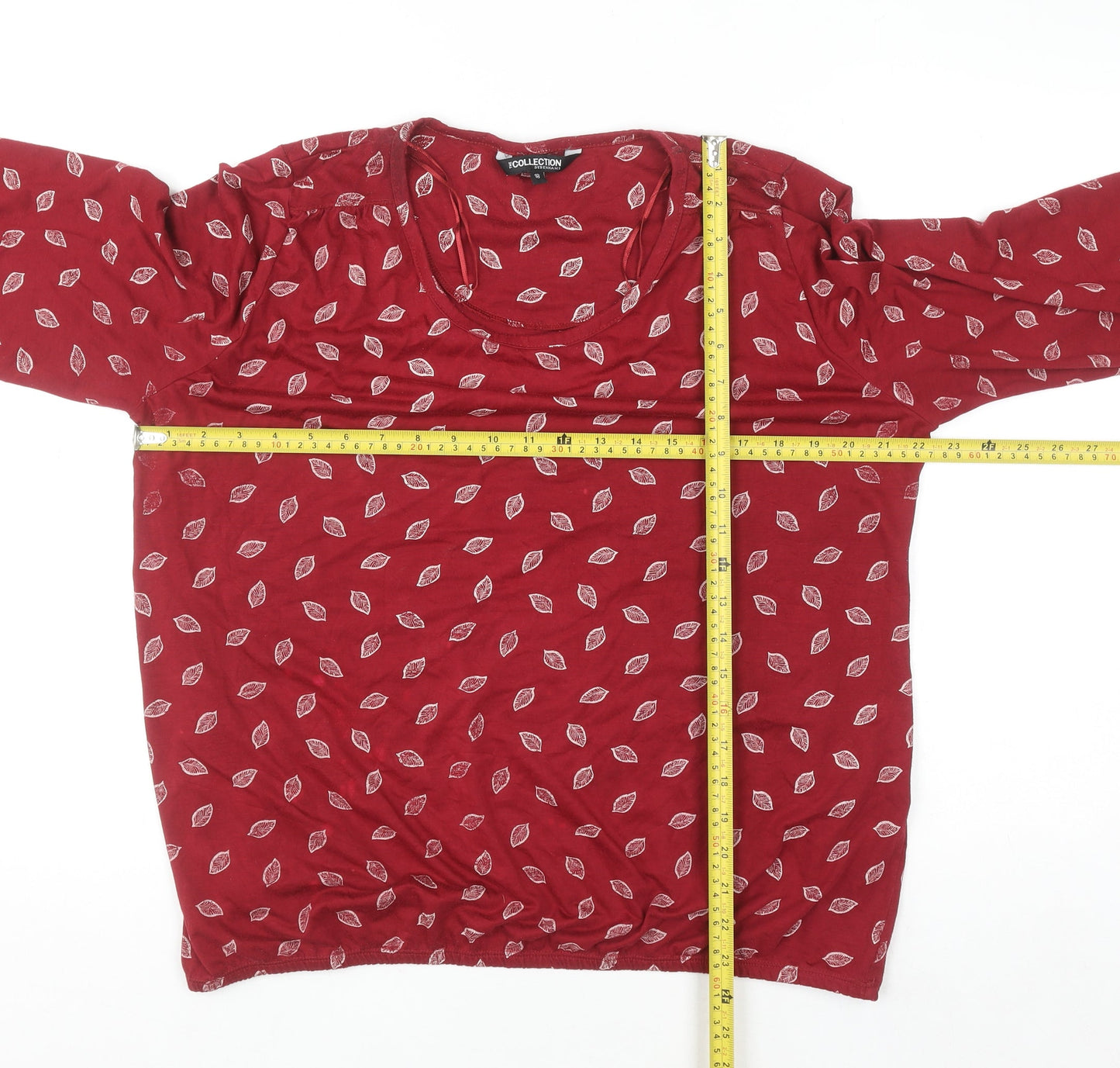 Debenhams The Collection Red Leaf Print Women’s Size 18 Jersey Top