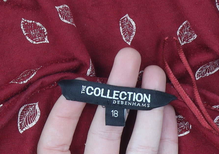 Debenhams The Collection Red Leaf Print Women’s Size 18 Jersey Top