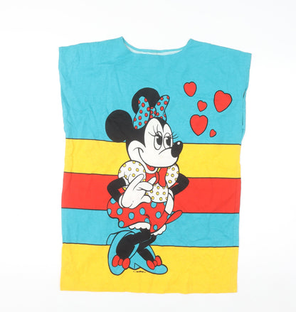 Marks and Spencer Women Blue Multicoloured Minnie Mouse Cotton T-Shirt L
