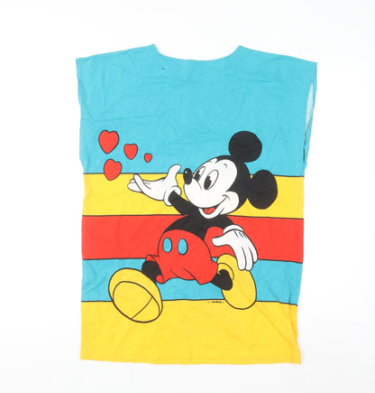 Marks and Spencer Women Blue Multicoloured Minnie Mouse Cotton T-Shirt L