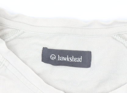 Hawkshead Men Beige Cotton Henley Short Sleeve Casual Shirt L