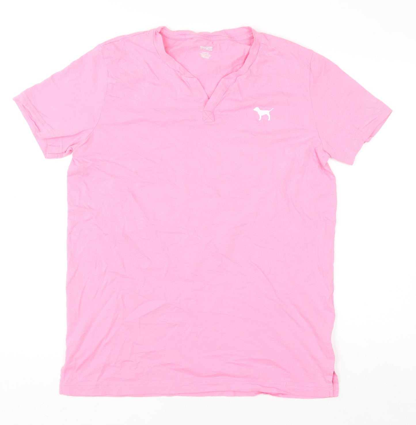 Victoria's Secret PINK Womens Pink Cotton Short Sleeve V-Neck T-Shirt Size 12