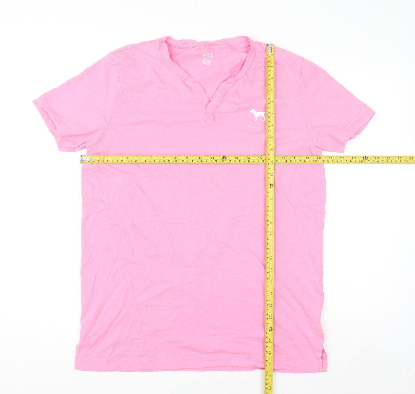 Victoria's Secret PINK Womens Pink Cotton Short Sleeve V-Neck T-Shirt Size 12