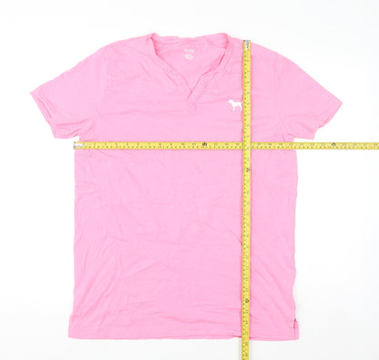 Victoria's Secret PINK Womens Pink Cotton Short Sleeve V-Neck T-Shirt Size 12