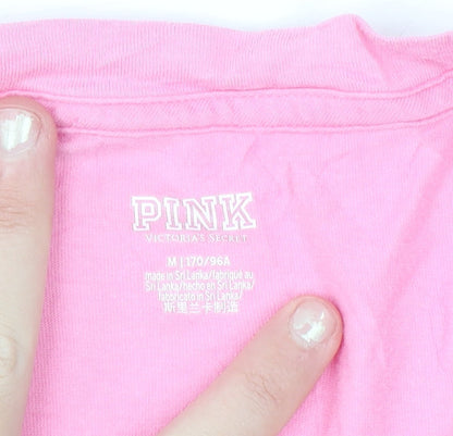 Victoria's Secret PINK Womens Pink Cotton Short Sleeve V-Neck T-Shirt Size 12