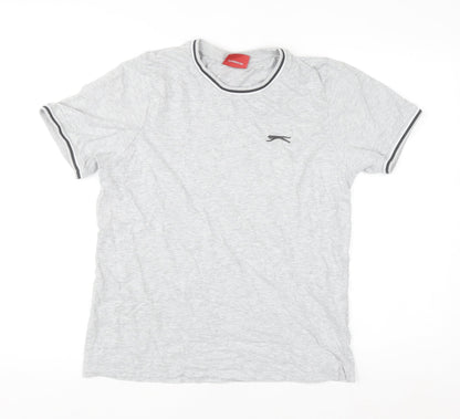 Slazenger Men's Grey Small Crew Neck Short Sleeve Cotton T-Shirt