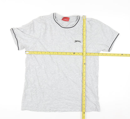 Slazenger Men's Grey Small Crew Neck Short Sleeve Cotton T-Shirt