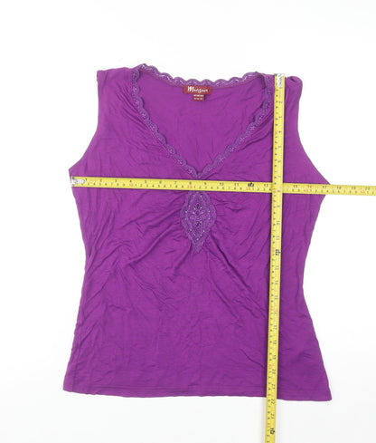 Monsoon Women's Purple Lace Trim Viscose Camisole Top Size 14