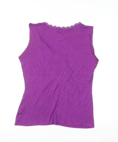 Monsoon Women's Purple Lace Trim Viscose Camisole Top Size 14