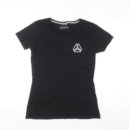 Spreadshirt Women Black Cotton Crew Neck Basic Short Sleeve T-Shirt M