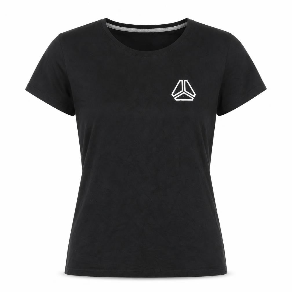 Front view of Spreadshirt Women Black Cotton Crew Neck Basic Short Sleeve T-Shirt M
