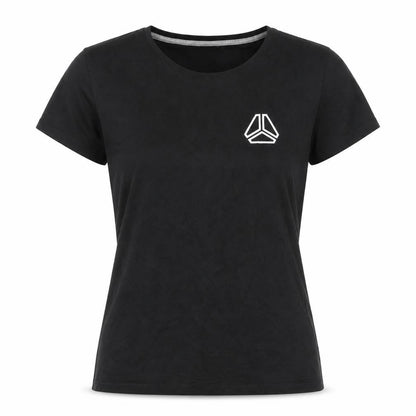 Front view of Spreadshirt Women Black Cotton Crew Neck Basic Short Sleeve T-Shirt M