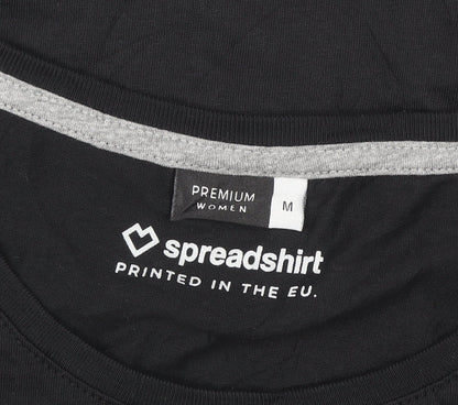 Spreadshirt Women Black Cotton Crew Neck Basic Short Sleeve T-Shirt M