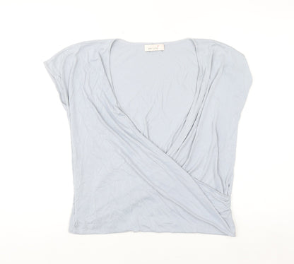 Marks and Spencer Per Una Women's Blue Wrap Jersey Blouse Size 12