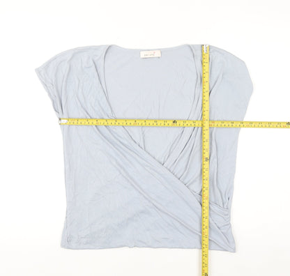 Marks and Spencer Per Una Women's Blue Wrap Jersey Blouse Size 12