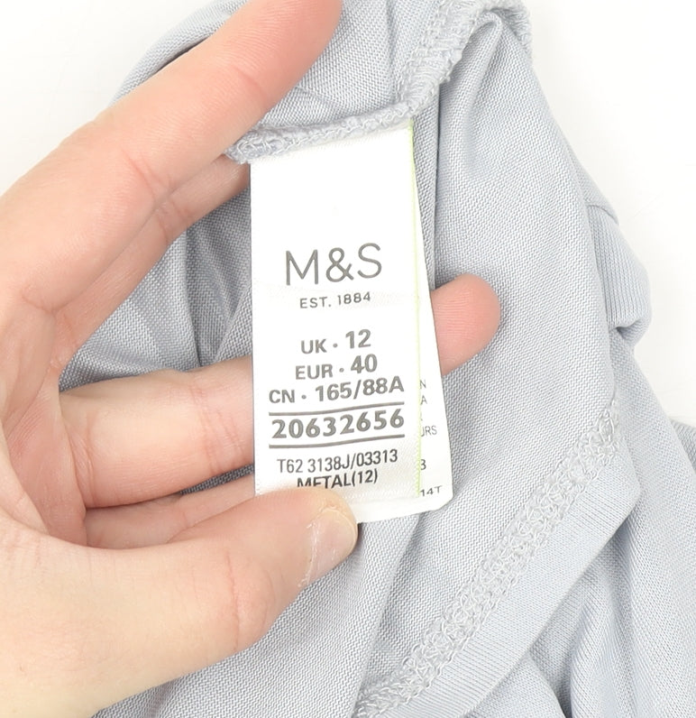 Marks and Spencer Per Una Women's Blue Wrap Jersey Blouse Size 12