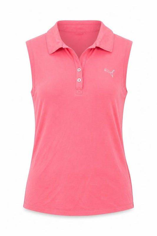 Puma Womens Pink Sleeveless Polo Top Size 10 Cotton Blend