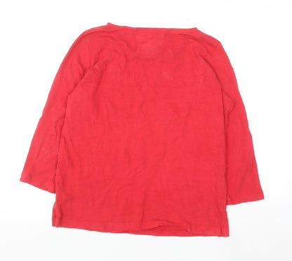 Crew Clothing Company Womens Red 100% Cotton Long Sleeve T-Shirt Size 12