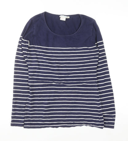 JoJo Maman Bébé Women's Blue Striped Long Sleeve Maternity T-Shirt S