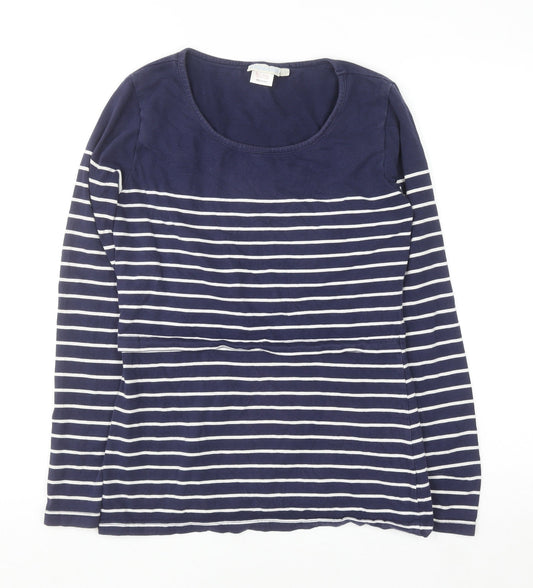 JoJo Maman Bébé Women's Blue Striped Long Sleeve Maternity T-Shirt S