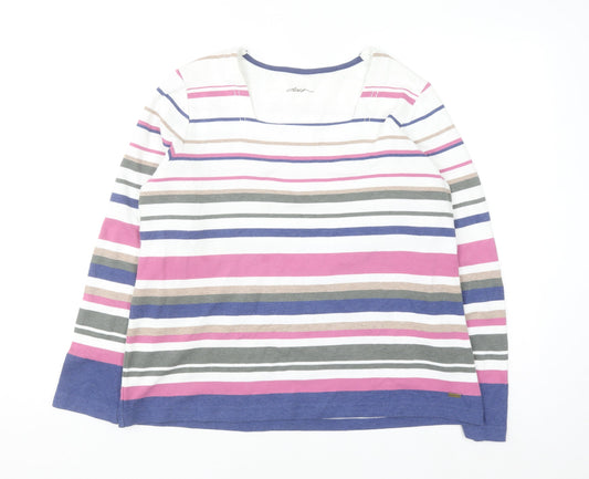 Dash Women’s Multicoloured Striped Long Sleeve Cotton Blend T-Shirt Size 18