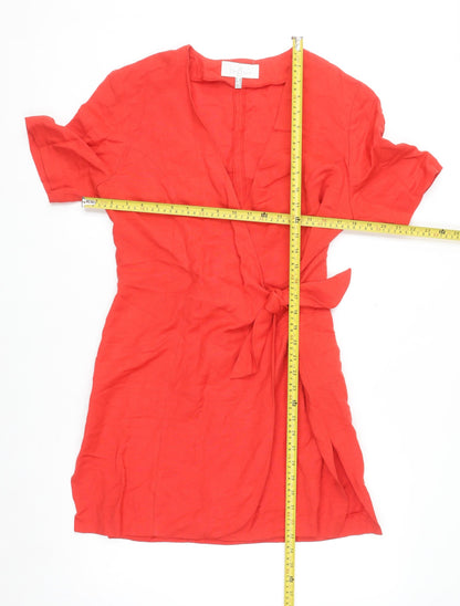 Elégance Paris Women's Red Short Sleeve Wrap Dress Size 12