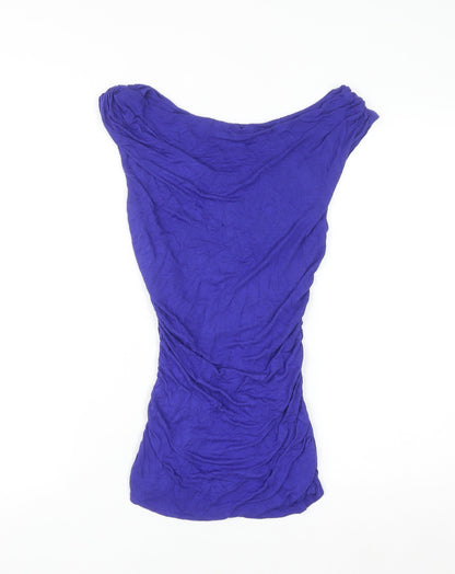 H&M Women's Blue Sleeveless Boat Neck Basic Jersey Top Size S