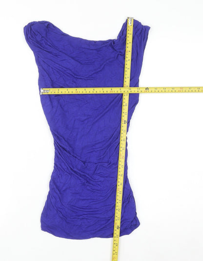 H&M Women's Blue Sleeveless Boat Neck Basic Jersey Top Size S