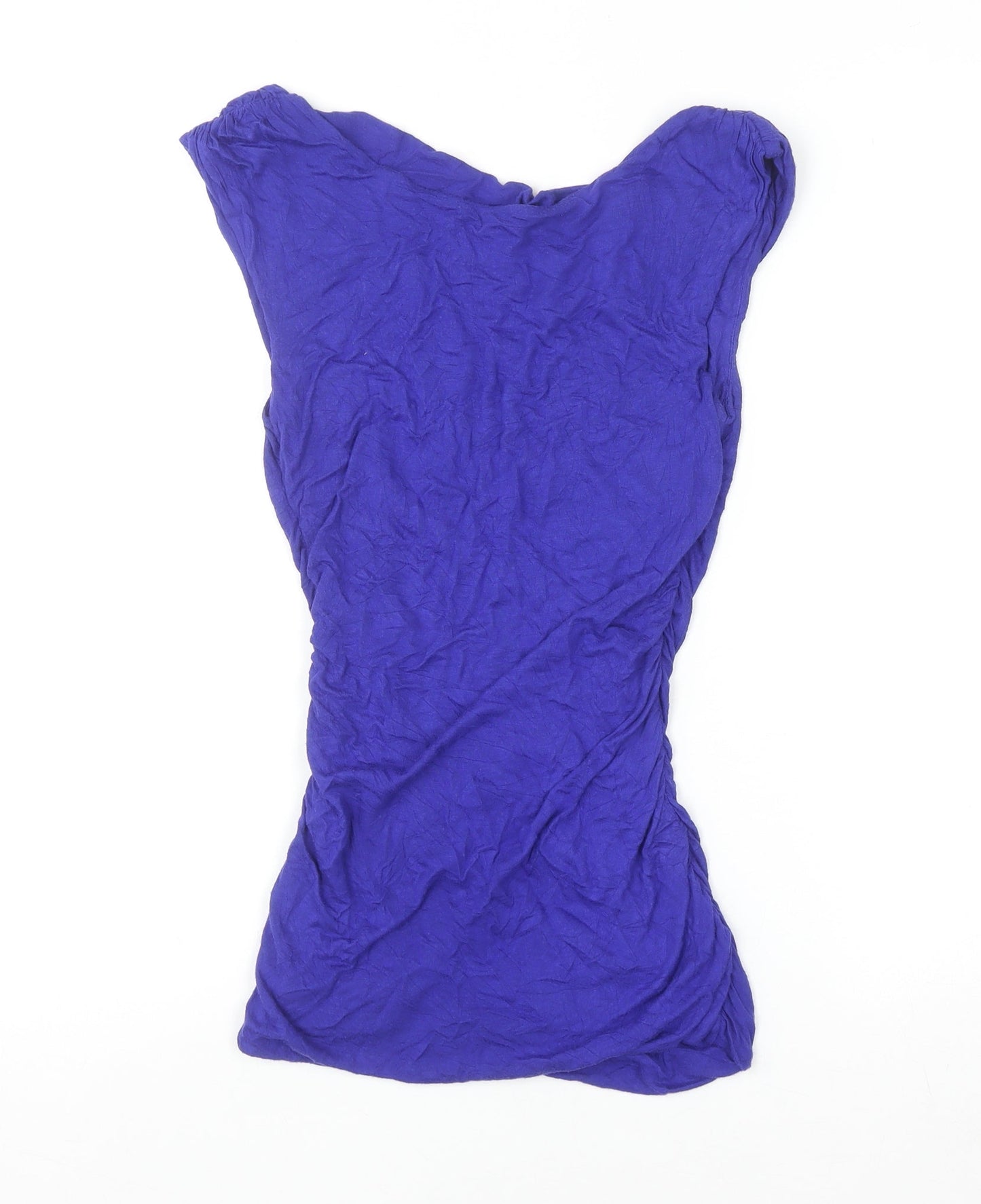 H&M Women's Blue Sleeveless Boat Neck Basic Jersey Top Size S