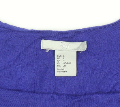 H&M Women's Blue Sleeveless Boat Neck Basic Jersey Top Size S