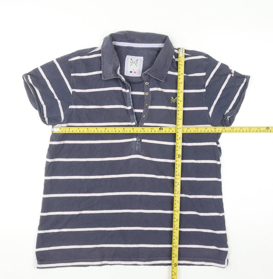Crew Clothing Co. Women's Blue Striped Cotton Polo Shirt Size 18