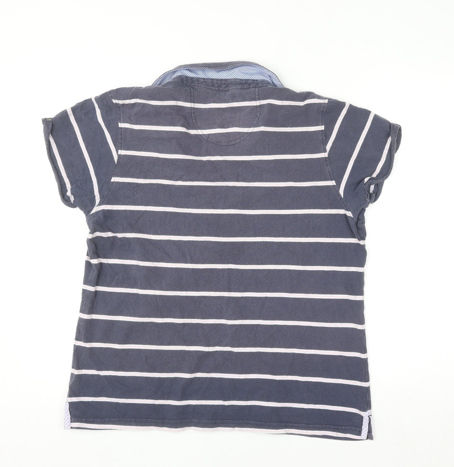 Crew Clothing Co. Women's Blue Striped Cotton Polo Shirt Size 18