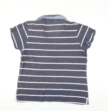 Crew Clothing Co. Women's Blue Striped Cotton Polo Shirt Size 18
