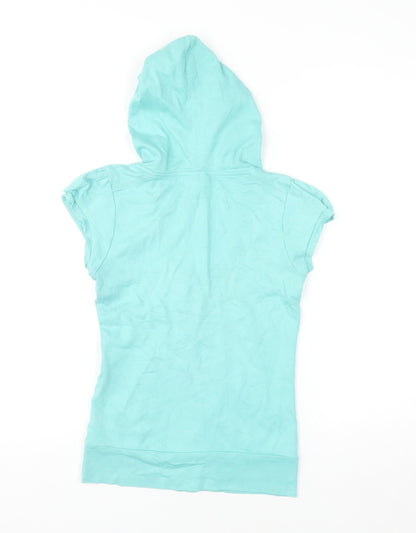 Pilot Women's Blue Hooded Short Sleeve Cotton T-Shirt Size 6