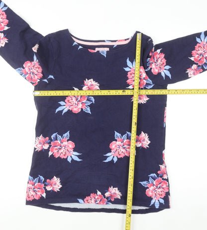 Joules Womens Blue Floral Cotton Long Sleeve T-Shirt Size 10