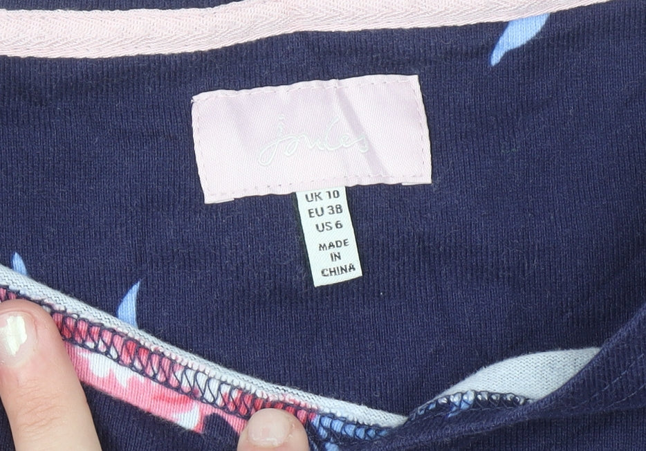 Joules Womens Blue Floral Cotton Long Sleeve T-Shirt Size 10
