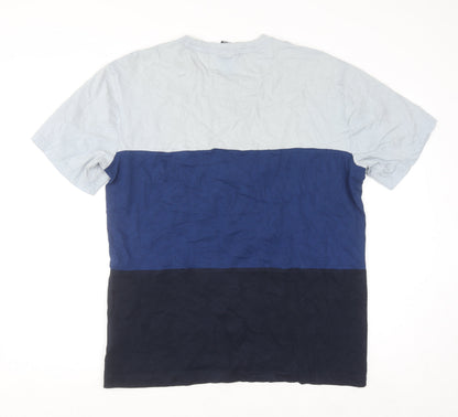 Champion Men's Blue Colourblock Crew Neck Cotton T-Shirt XL