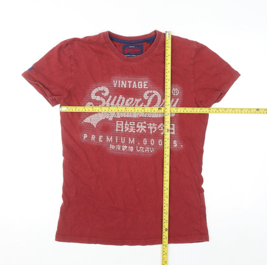 Superdry Mens Red Vintage Graphic Print Cotton T-Shirt Size S