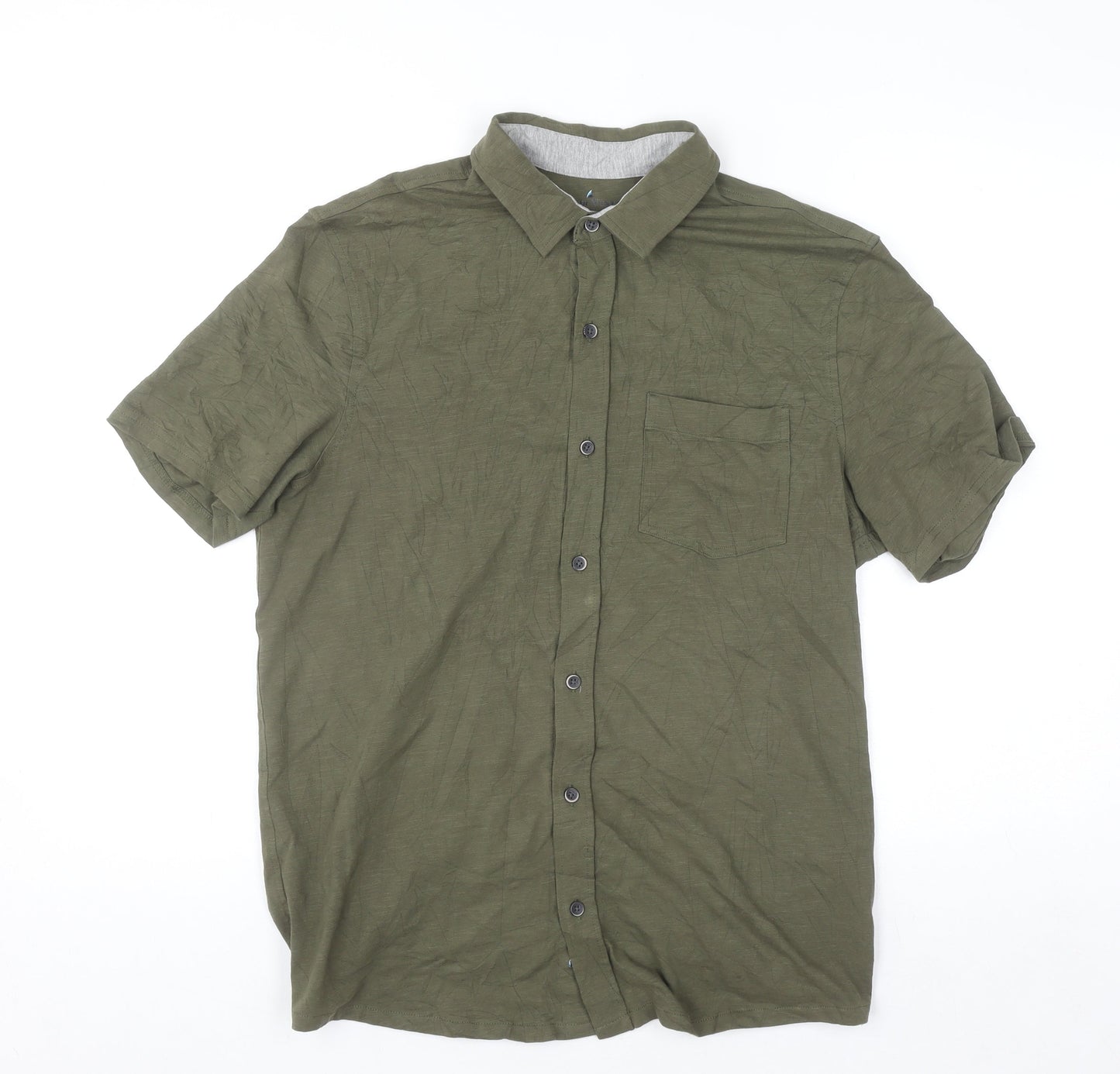 Tailor Vintage Men's Green Short Sleeve Button-Up Shirt M Regular Fit